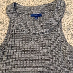 Apt. 9 Grey, Light Blue, Black and White Striped Sleeveless Top